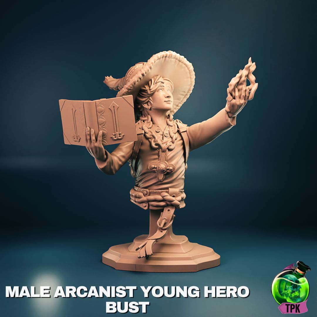 Young Male Wizard Hero - Bust & Full Miniature