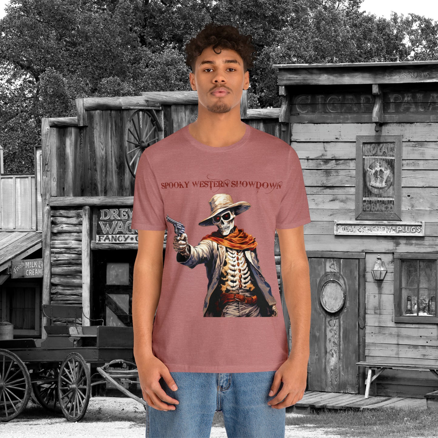 Spooky Western Showdown Western Halloween Unisex Jersey Short Sleeve Tee Gifts For Her Gifts For Him