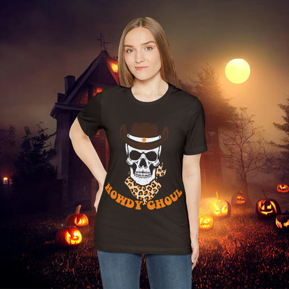 Howdy Ghoul Skeleton Sheriff Retro Halloween Unisex Jersey Short Sleeve Tee Gifts for her