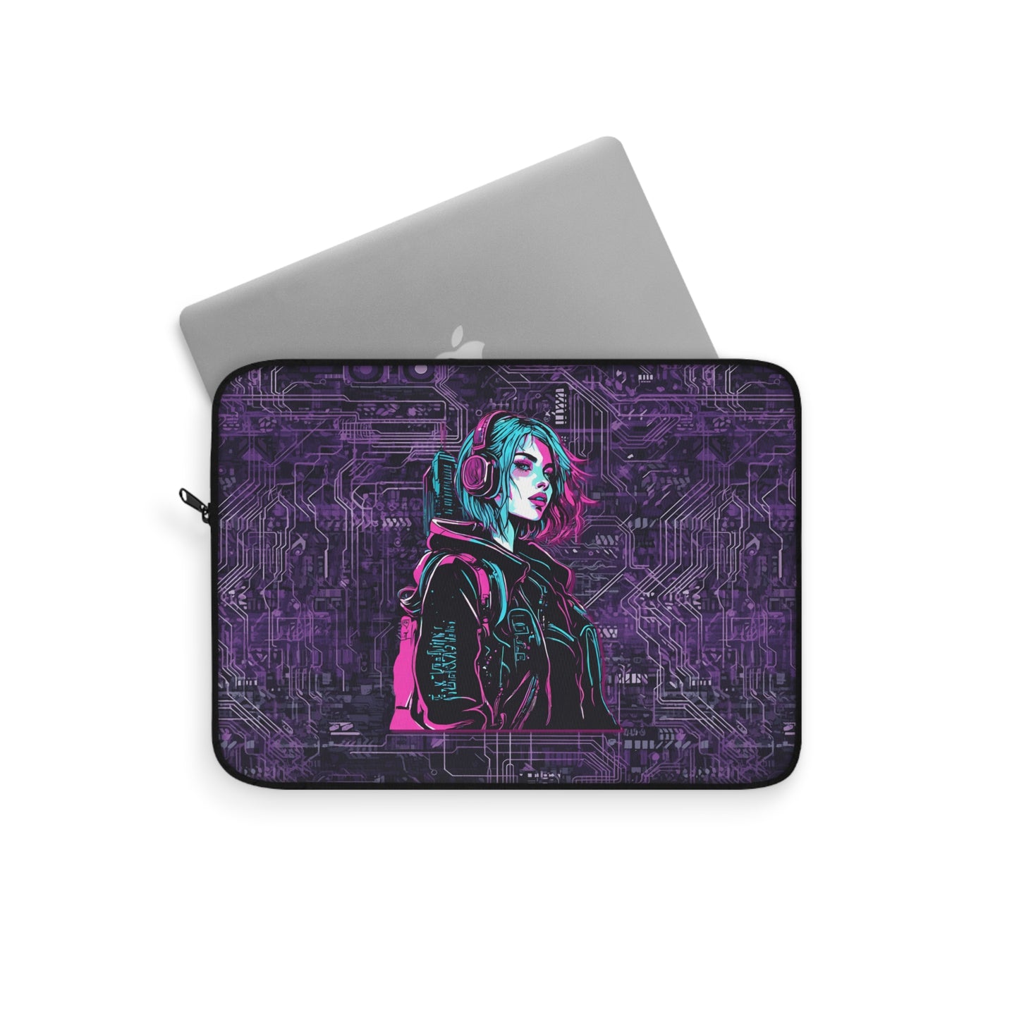 Laptop Sleeve - Neon Futuristic Lights Cyberpunk Girl