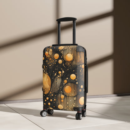 Halloween Yellow Orange Floating Blobs and Dark Suitcase