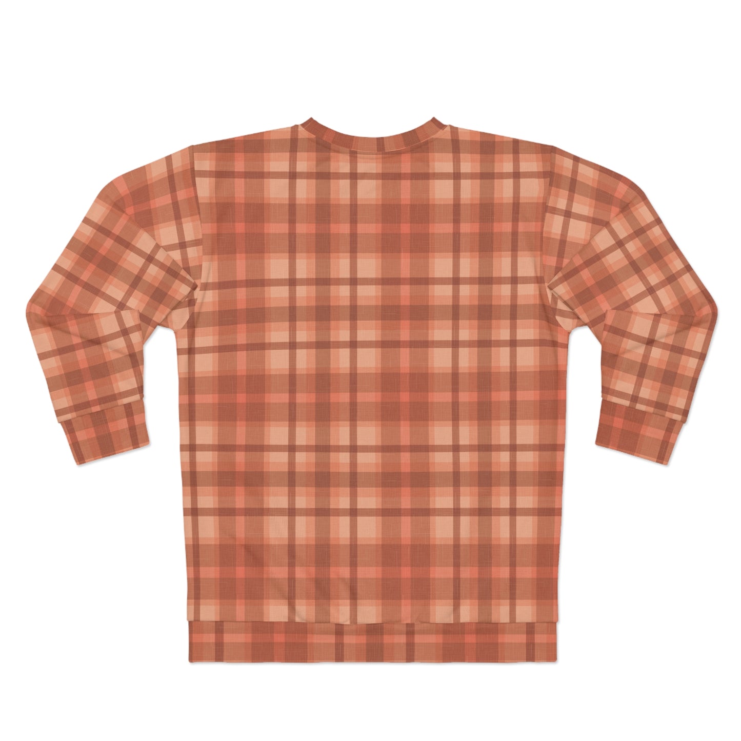 Vintage Orange Pickup and Pumpkins on a Plaid pattern Unisex Fall Sweatshirt (AOP) - Celebrate Autumn in Cozy Style