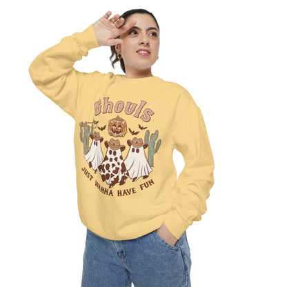 Ghouls Just Wanna Have Fun Western Halloween Unisex Garment-Dyed Sweatshirt