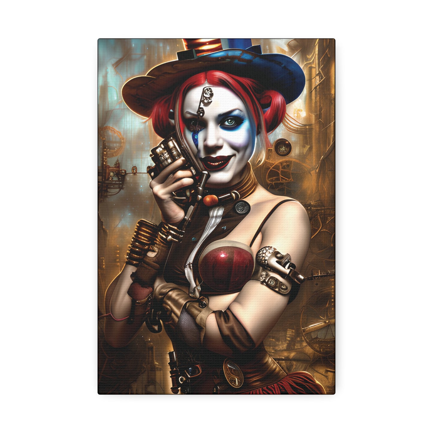 Hyper Realistic Steampunk Harley Quinn Canvas Stretched, 1.5''