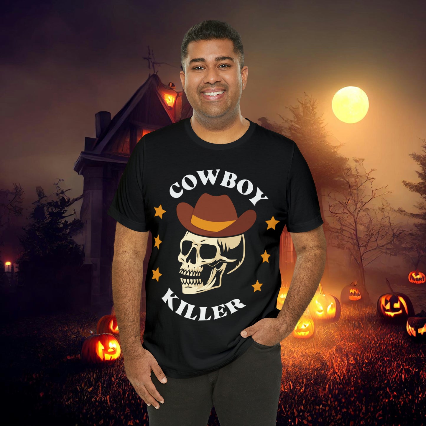 Cowboy Killer Retro Halloween Unisex Jersey Short Sleeve Tee Gifts for Him Gifts for Her