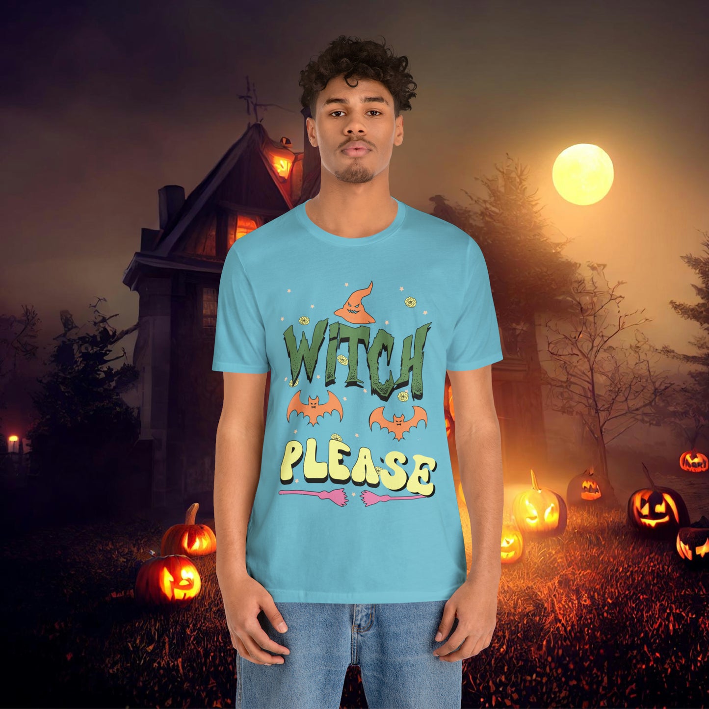 Witch Please Retro Groovy Halloween Unisex Jersey Short Sleeve Tee Gifts for Her Gifts for him