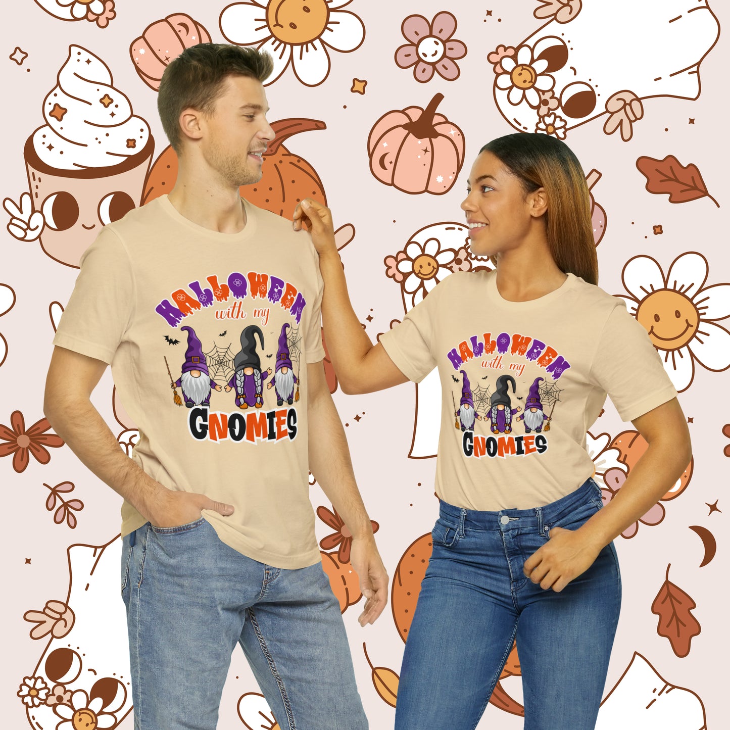 Halloween with my Gnomies Unisex Jersey Short Sleeve Tee Gifts for Him Gifts for Her