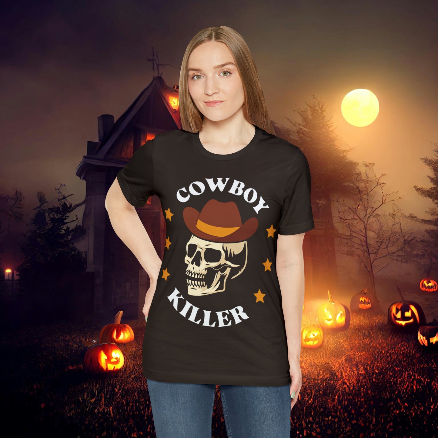 Cowboy Killer Retro Halloween Unisex Jersey Short Sleeve Tee Gifts for Him Gifts for Her