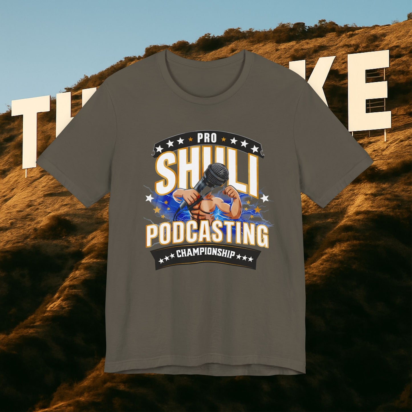 “Podcasting Championship Tee — Because Your Mic Deserves a Belt Too”