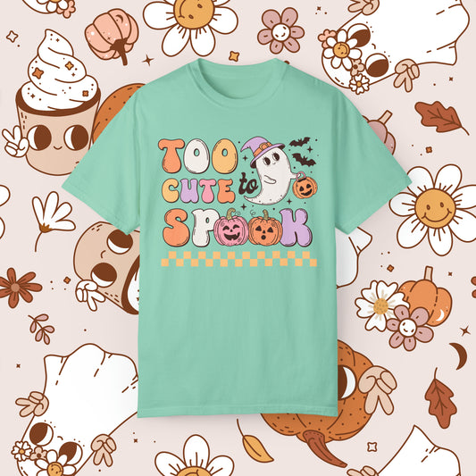 Too Cute to Spook Retro Groovy Halloween Unisex Garment-Dyed T-shirt Gifts for Him Gifts for Her