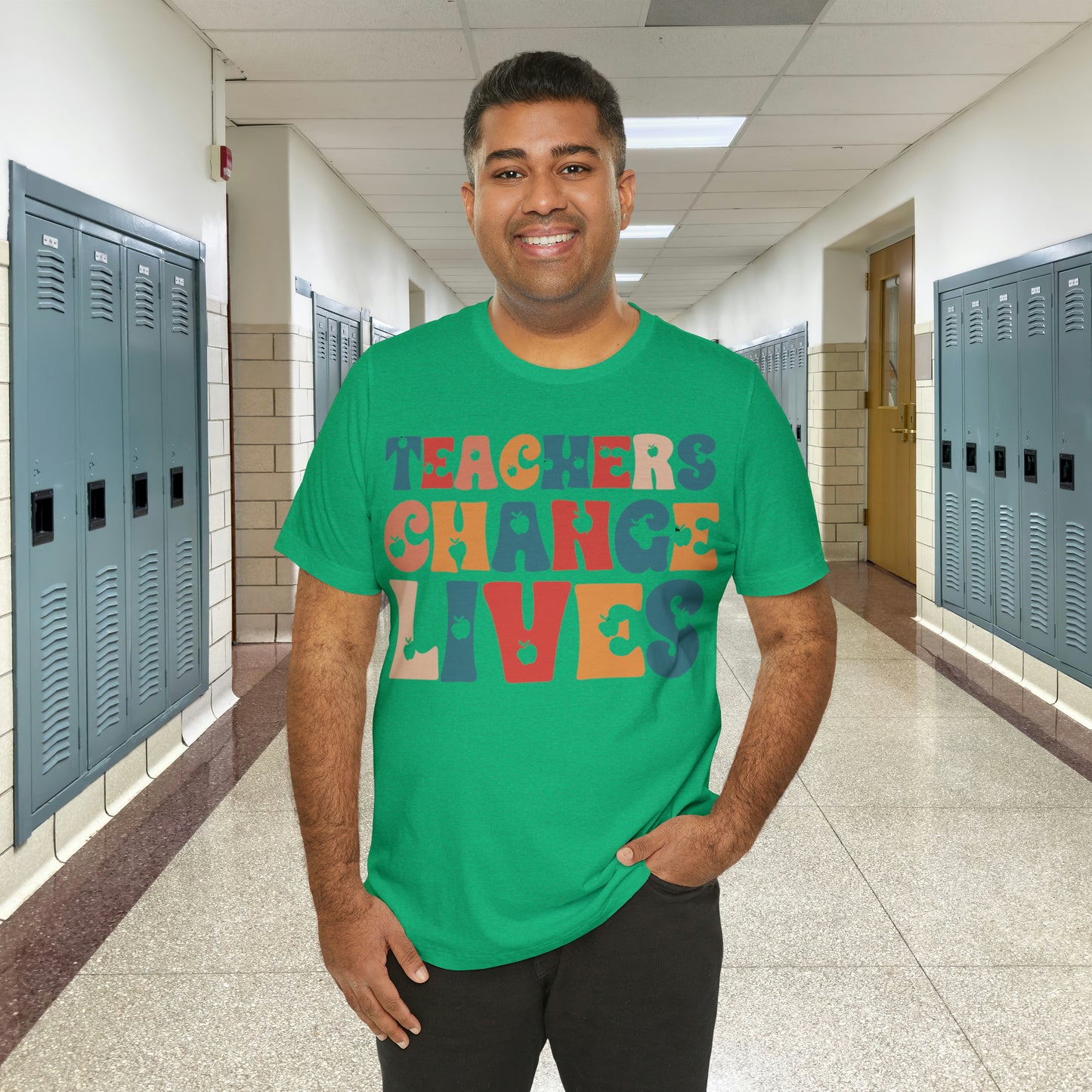 Colorful Teachers Change Lives Back to School Unisex Jersey Short Sleeve Tee Gifts for him, Gifts for Her