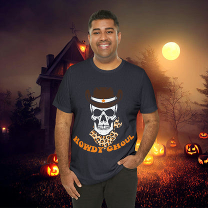 Howdy Ghoul Skeleton Sheriff Retro Halloween Unisex Jersey Short Sleeve Tee Gifts for her