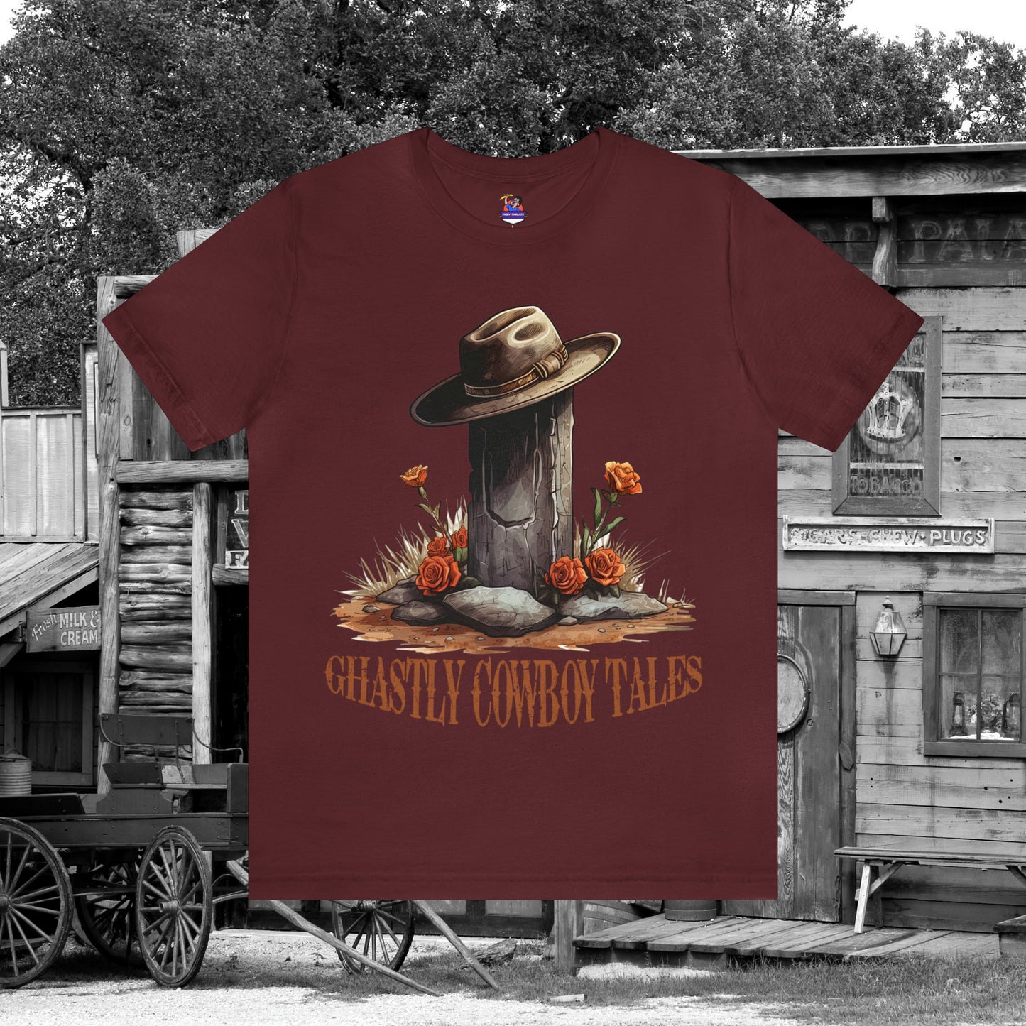 Ghastly Ghost Tales Western Halloween Unisex Jersey Short Sleeve Tee Gifts for Her Gifts for Him