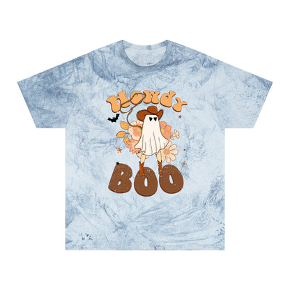 Cowboy Ghost saying Howdy Boo Retro Halloween Unisex Color Blast T-Shirt Gifts for her