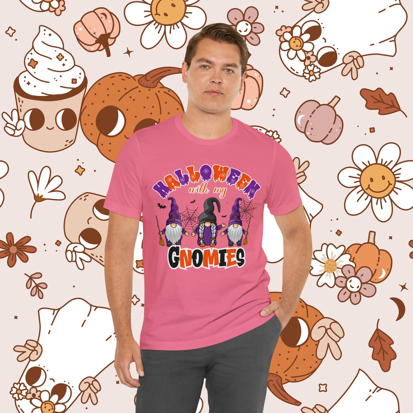 Halloween with my Gnomies Unisex Jersey Short Sleeve Tee Gifts for Him Gifts for Her