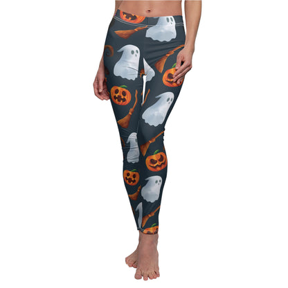Halloween Trick or Treat Ghosts Witch Hats Jack o Lanterns Women's Cut & Sew Casual Leggings (AOP) Gifts for Her