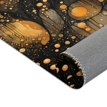 Halloween Yellow Orange Floating Blobs and Dark Area Rugs