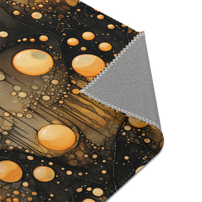 Halloween Yellow Orange Floating Blobs and Dark Area Rugs