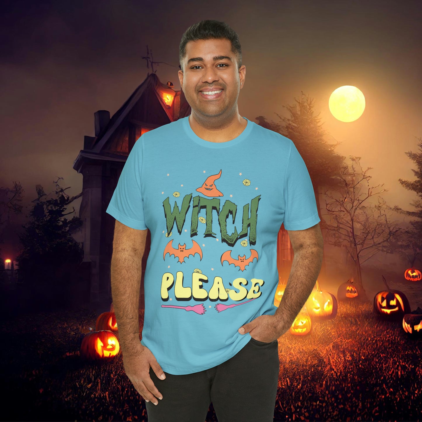 Witch Please Retro Groovy Halloween Unisex Jersey Short Sleeve Tee Gifts for Her Gifts for him