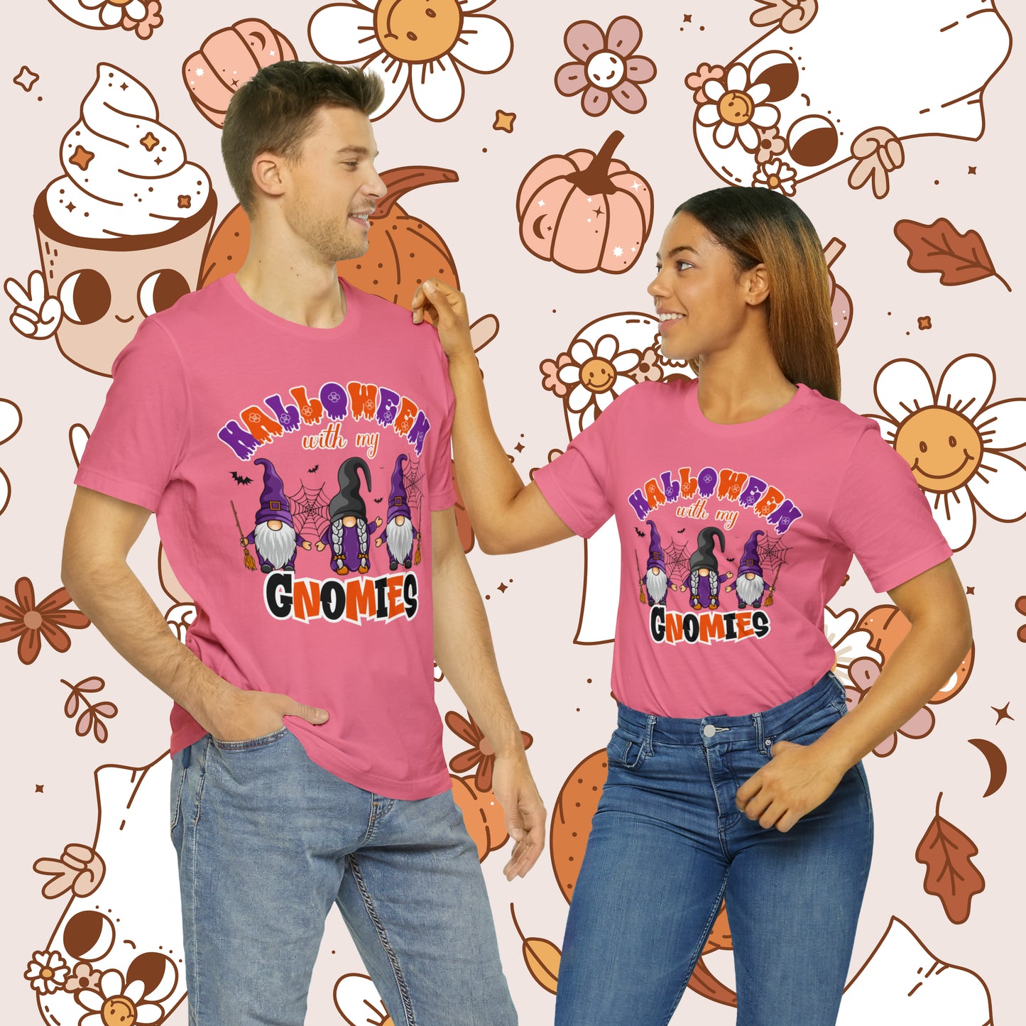 Halloween with my Gnomies Unisex Jersey Short Sleeve Tee Gifts for Him Gifts for Her