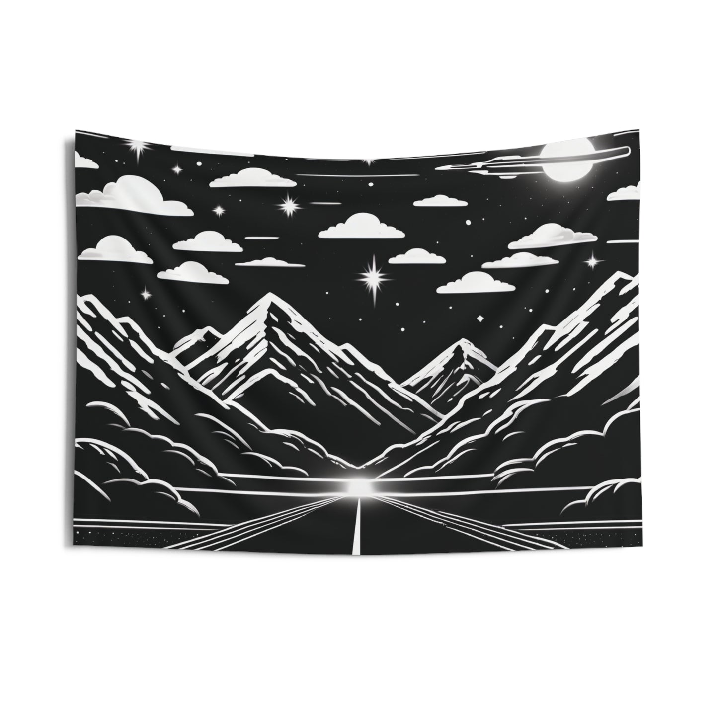 Starry Pathways: Black and White Night Sky Tapestry for Cosmic Ambiance!  Multiple Sizes Dorms, living room, family den,