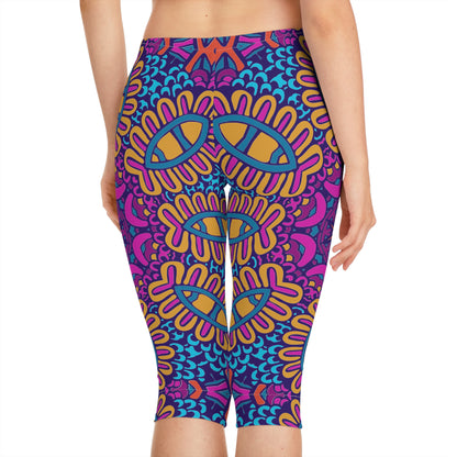 Colorful Boho Bliss Capri Leggings Women's Capri Leggings (AOP)