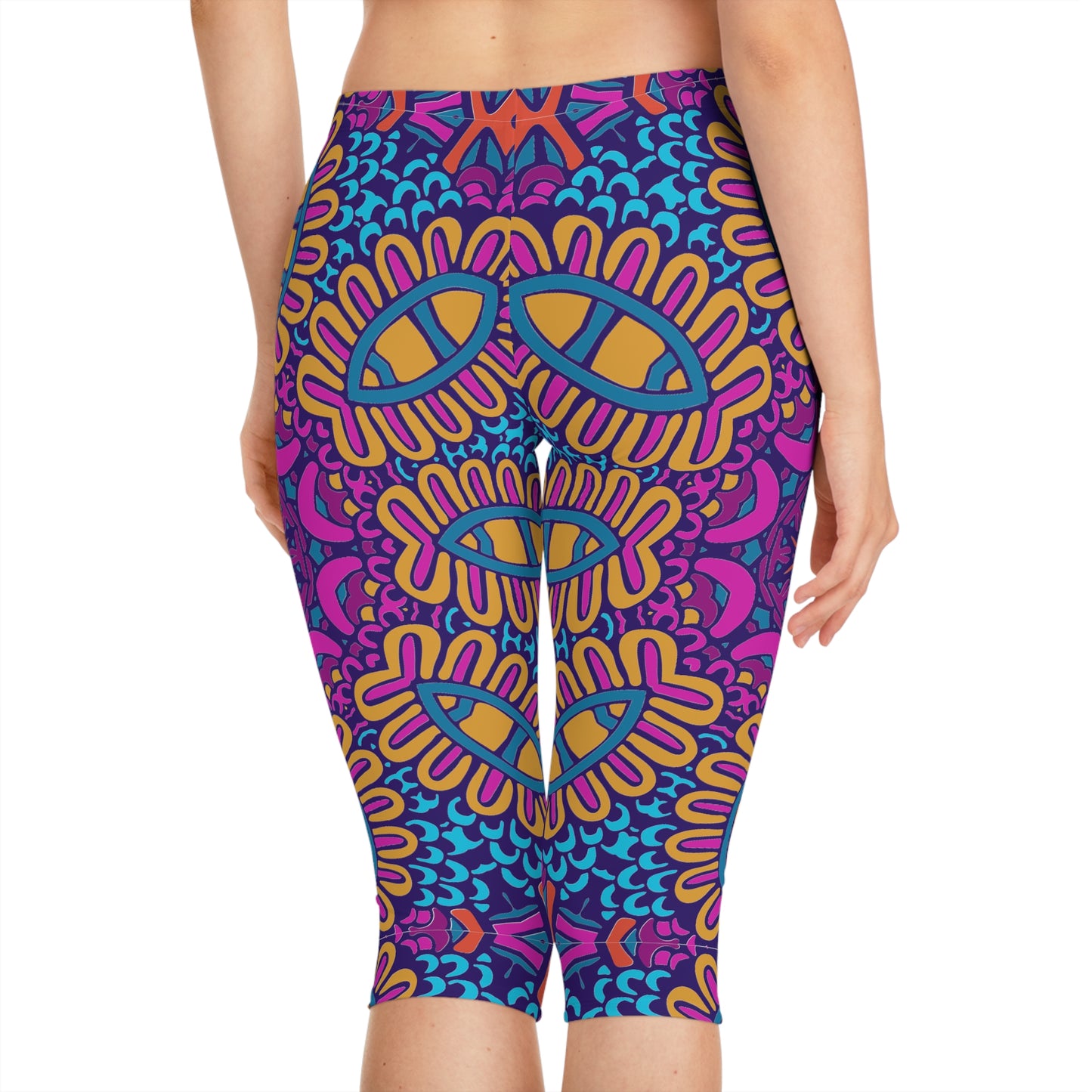 Boho Bliss: Vibrant Print Women's Leggings Women's Capri Leggings (AOP)