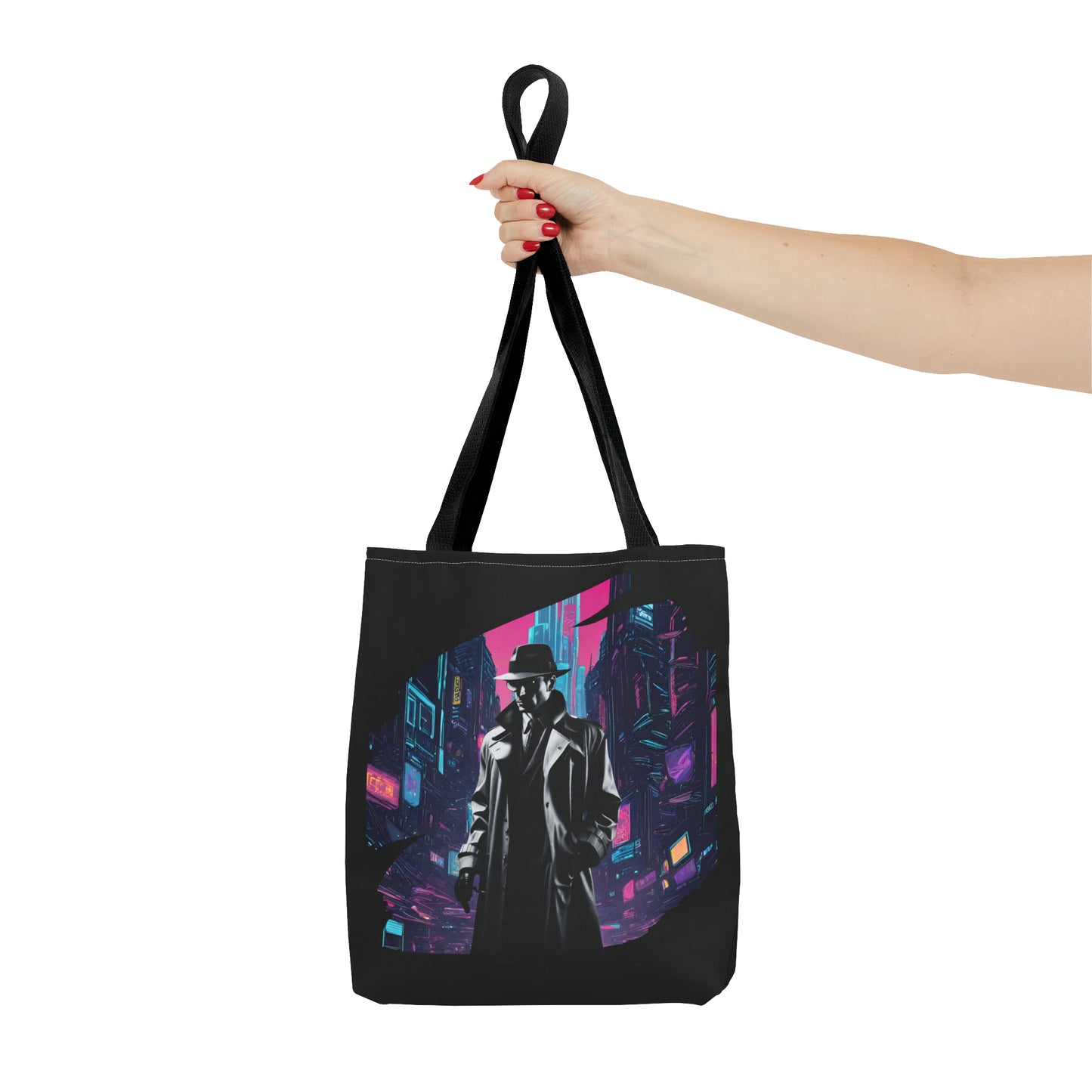 Cyberpunk Chic  Film Noir Detective AOP Tote Bag