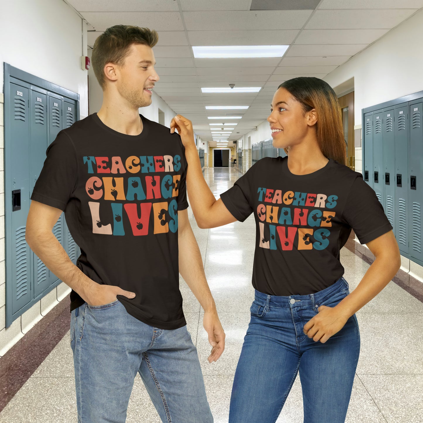 Colorful Teachers Change Lives Back to School Unisex Jersey Short Sleeve Tee Gifts for him, Gifts for Her