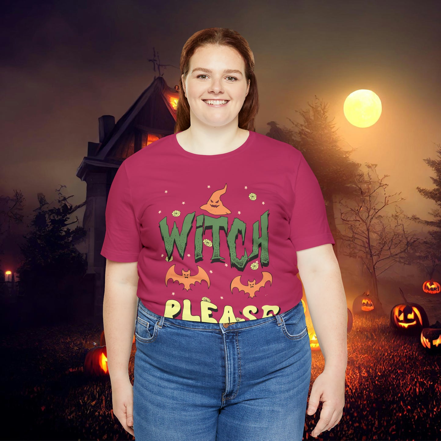 Witch Please Retro Groovy Halloween Unisex Jersey Short Sleeve Tee Gifts for Her Gifts for him