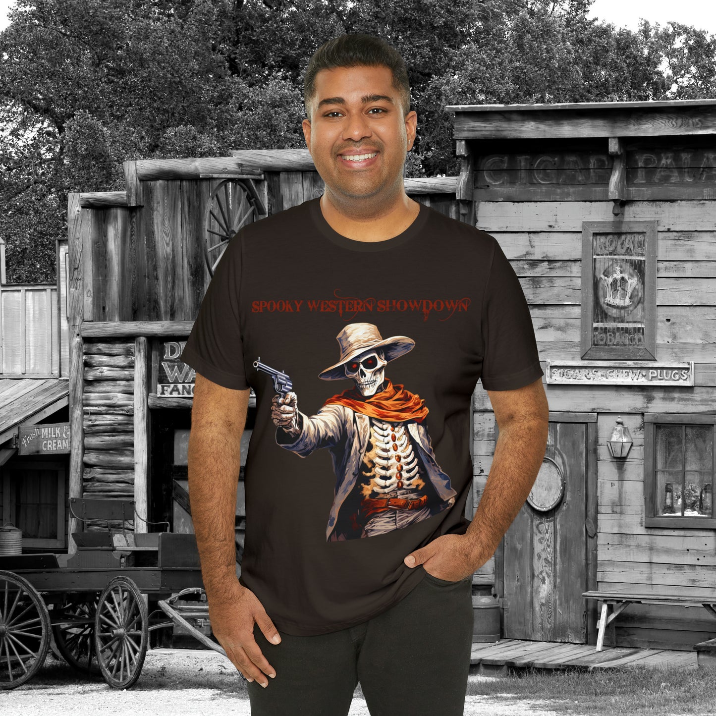 Spooky Western Showdown Western Halloween Unisex Jersey Short Sleeve Tee Gifts For Her Gifts For Him