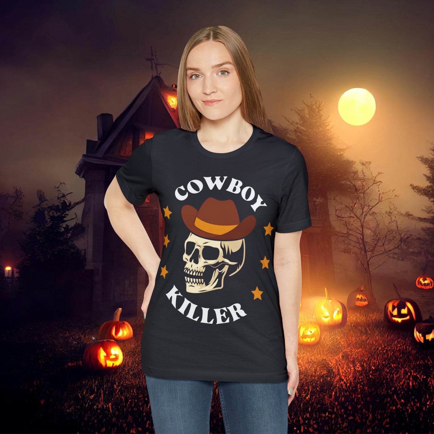 Cowboy Killer Retro Halloween Unisex Jersey Short Sleeve Tee Gifts for Him Gifts for Her