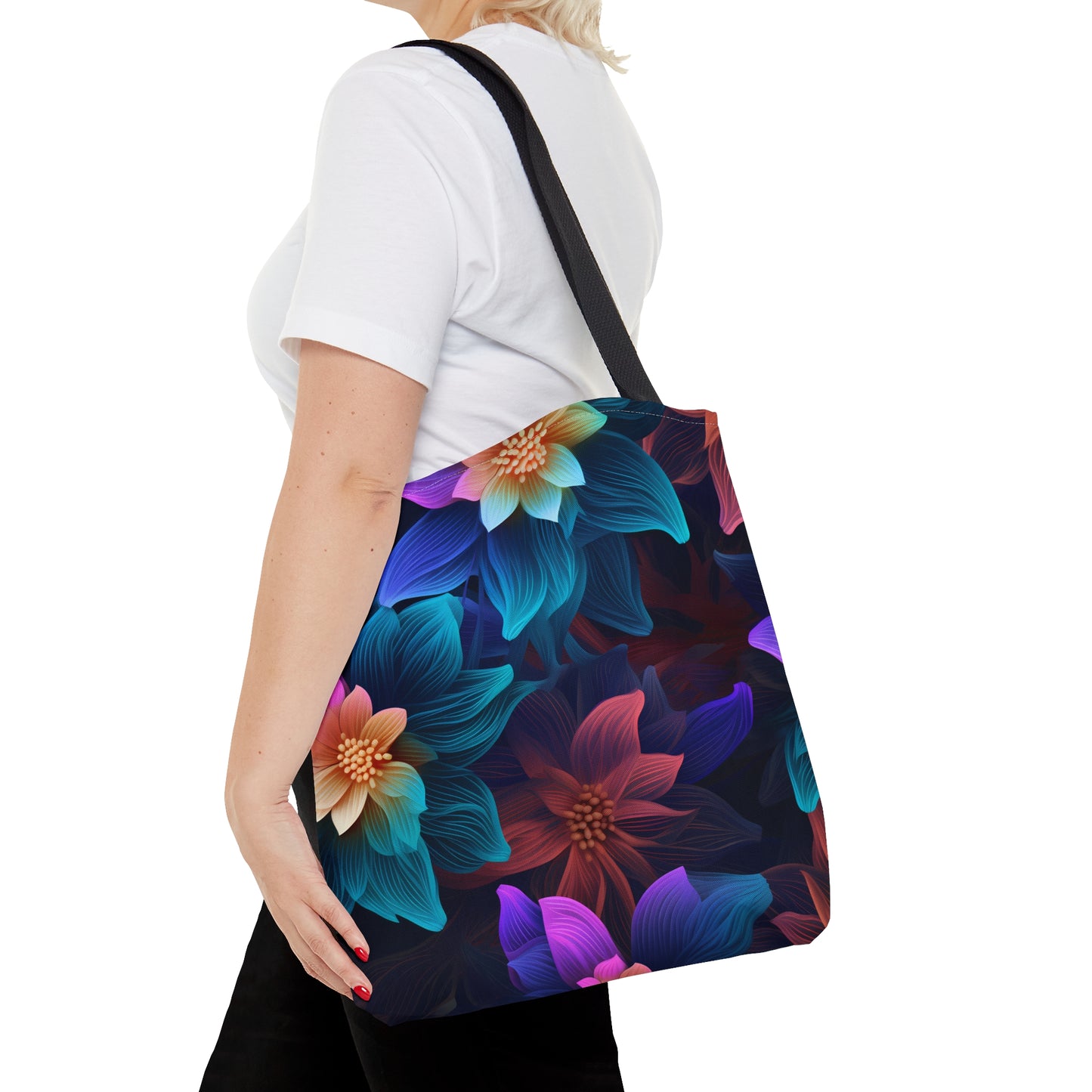 Neon Bloom Extravaganza All Over Print Tote Bag