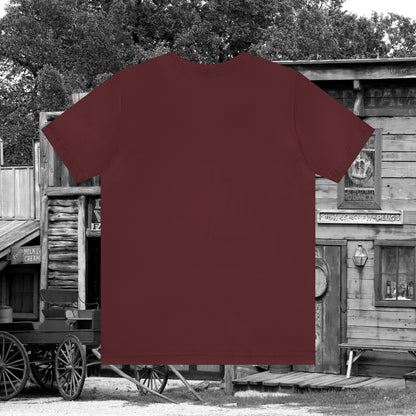 Spooky Saloon Showdown Gunslinging Skeleton Cowboy Halloween Unisex Jersey Short Sleeve Tee