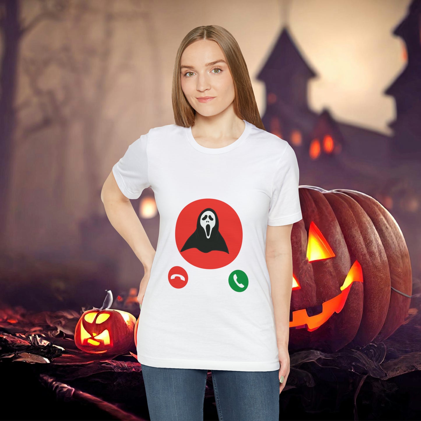 Ghost Face is Calling Halloween Unisex Jersey Short Sleeve Tee Gifts For her Gifts for Him