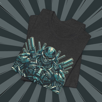 Cyber Warrior Unisex Jersey Tee, Geeky T-Shirt, Sci-Fi Apparel, Graphic Tee, Gift for Gamers, Futuristic Fashion