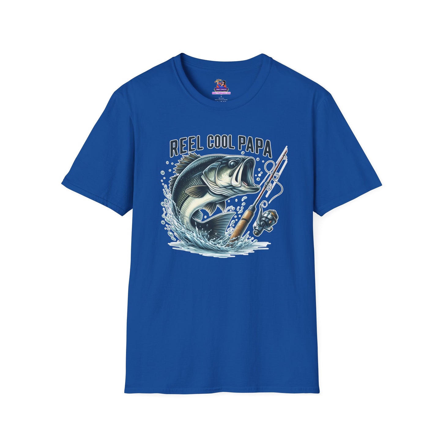 Reel Cool Papa Unisex Softstyle T-Shirt Fishing humor, Fisherman Gift Pun T-Shirt Funny Fish Tee Fishy Vibes Unique Unisex Tee