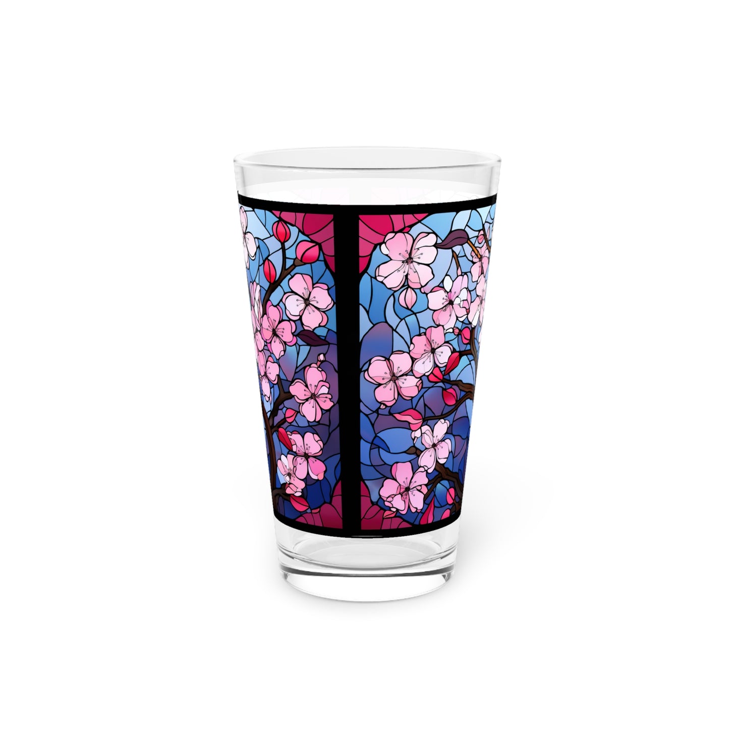 Cherry Blossoms in Full Bloom: A Stained Glass Masterpiece 16oz Pint Glass Gift idea gifts for home decor housewarming gift