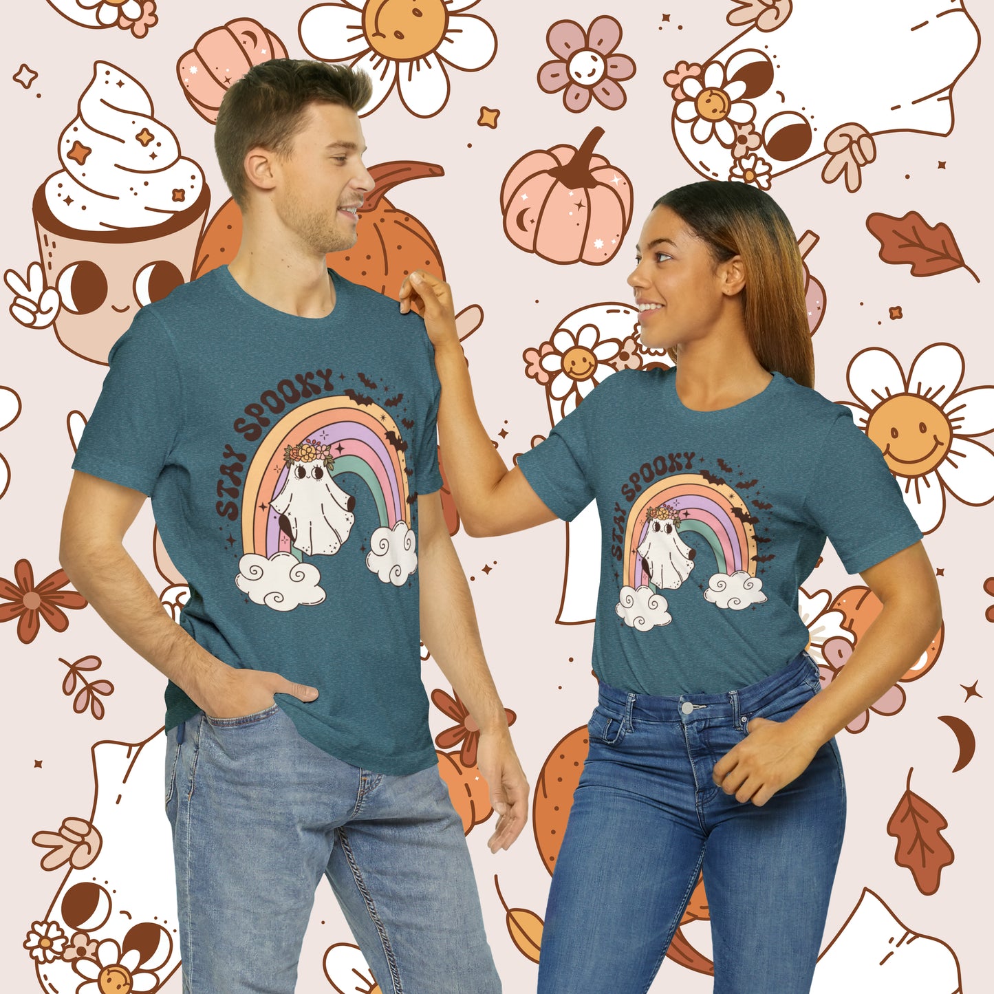 Stay Spooky Retro Groovy Halloween Unisex Jersey Short Sleeve Tee Gifts for Her Gifts For Him