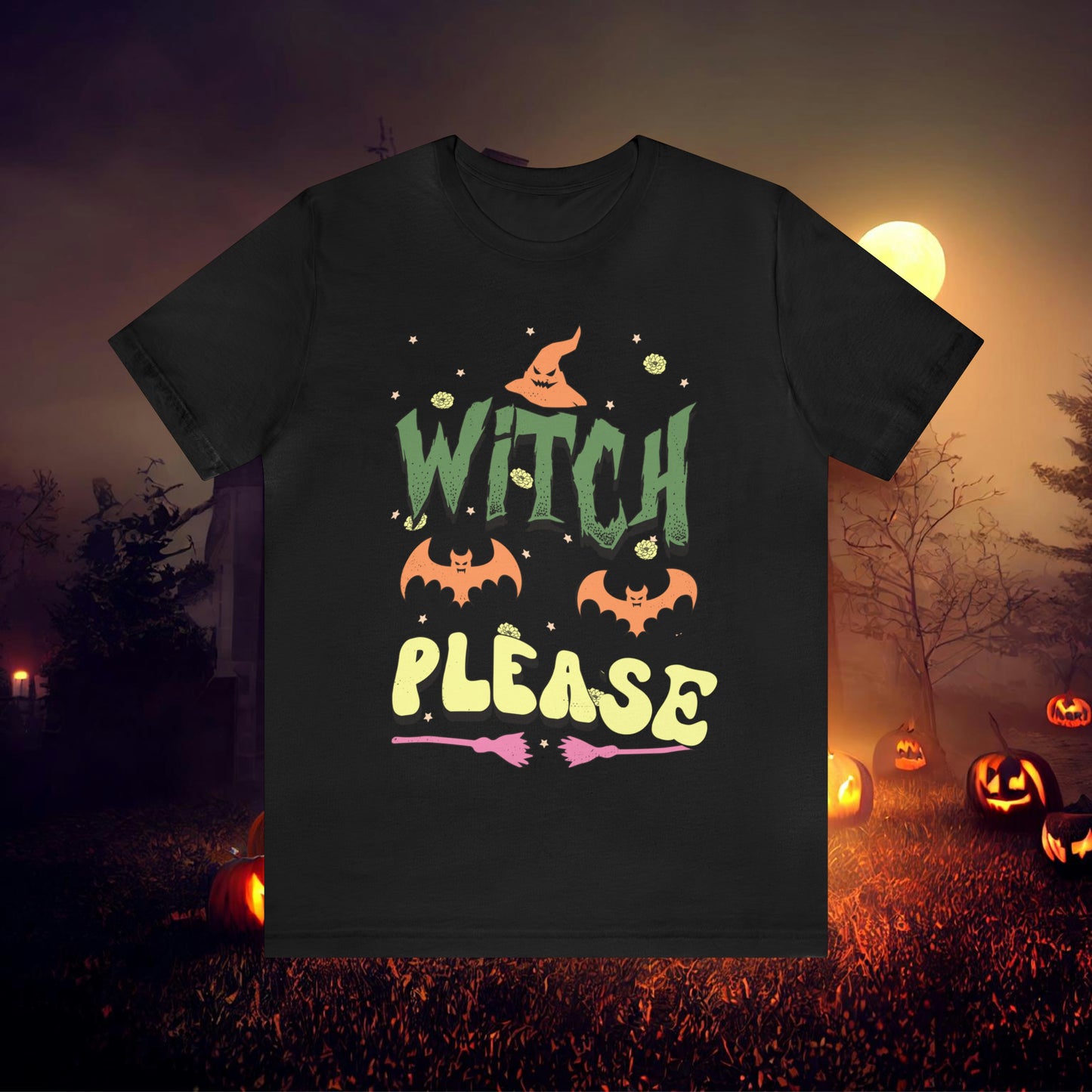 Witch Please Retro Groovy Halloween Unisex Jersey Short Sleeve Tee Gifts for Her Gifts for him