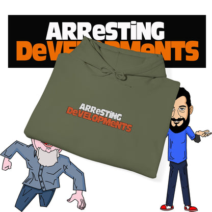 Arresting Developments Chaos Embroidered Hoodie – Official Podcast Merch for True Crime & Dabbleverse Fans Unisex Heavy Blend™ Hooded Sweatshirt