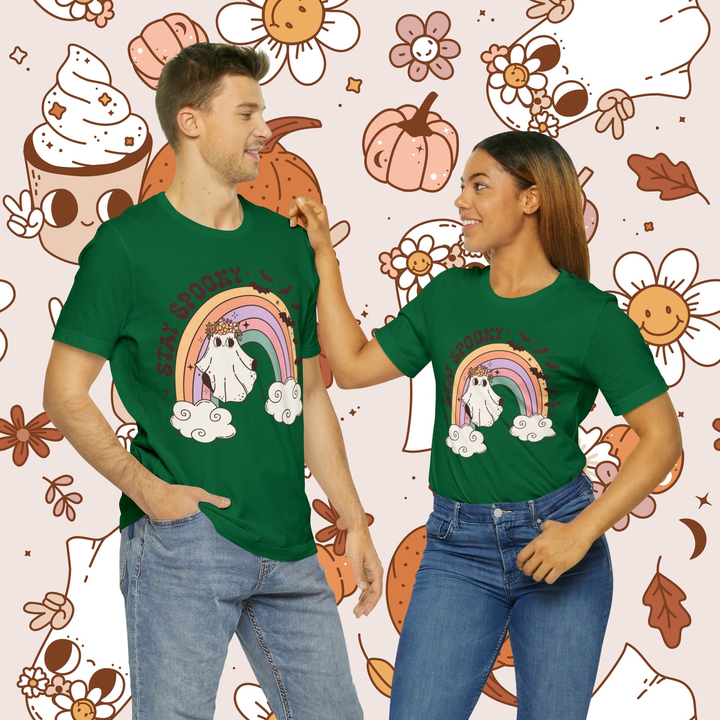 Stay Spooky Retro Groovy Halloween Unisex Jersey Short Sleeve Tee Gifts for Her Gifts For Him