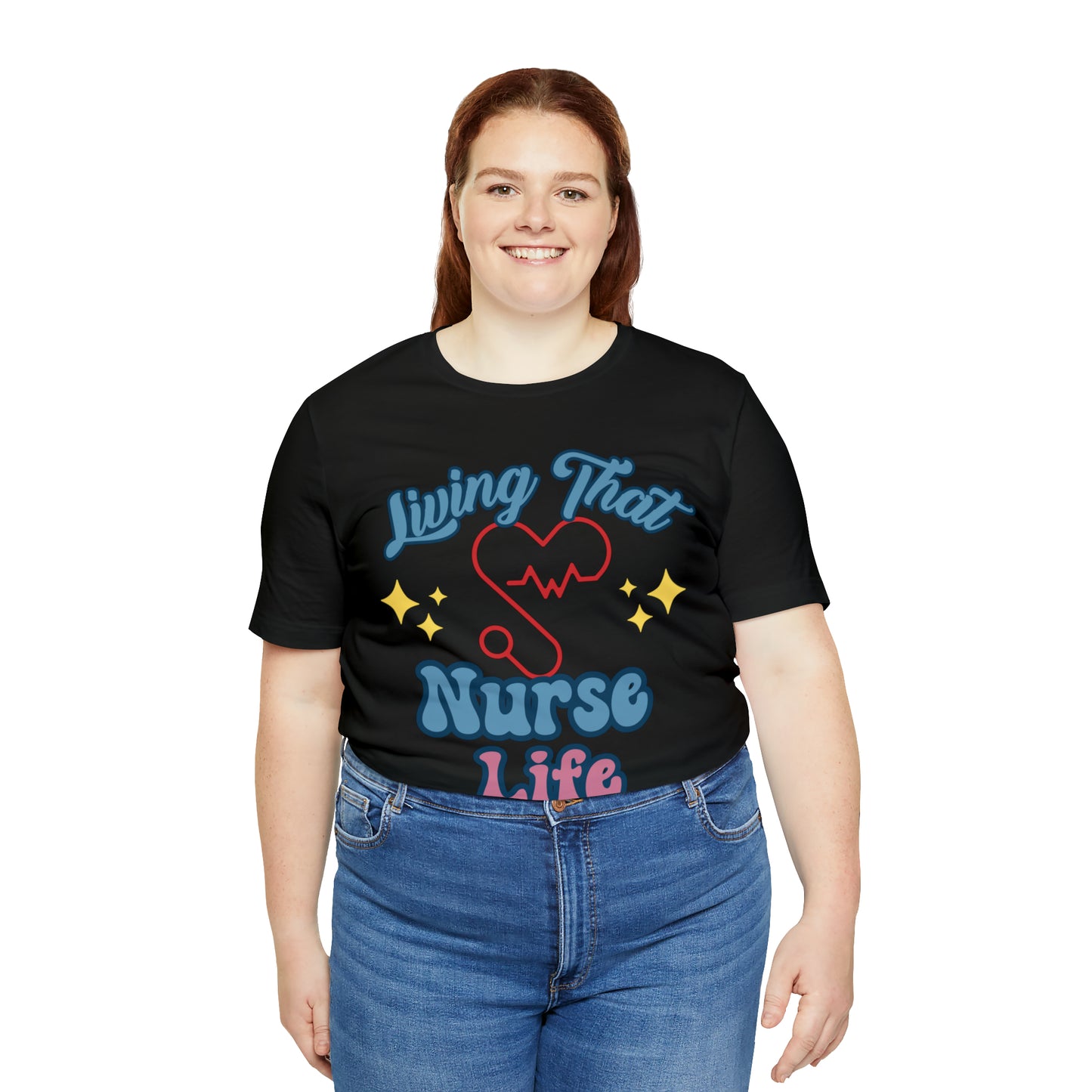 Living the Nurse Life, Comfy and Stylish Nurse T-Shirt:Gift for Medical Professionals and Nursing Students, Various Sizes Available"