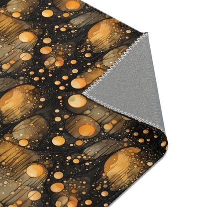 Halloween Yellow Orange Floating Blobs and Dark Area Rugs