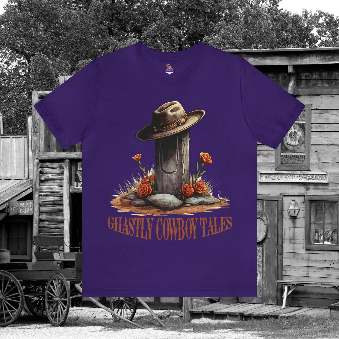 Ghastly Ghost Tales Western Halloween Unisex Jersey Short Sleeve Tee Gifts for Her Gifts for Him