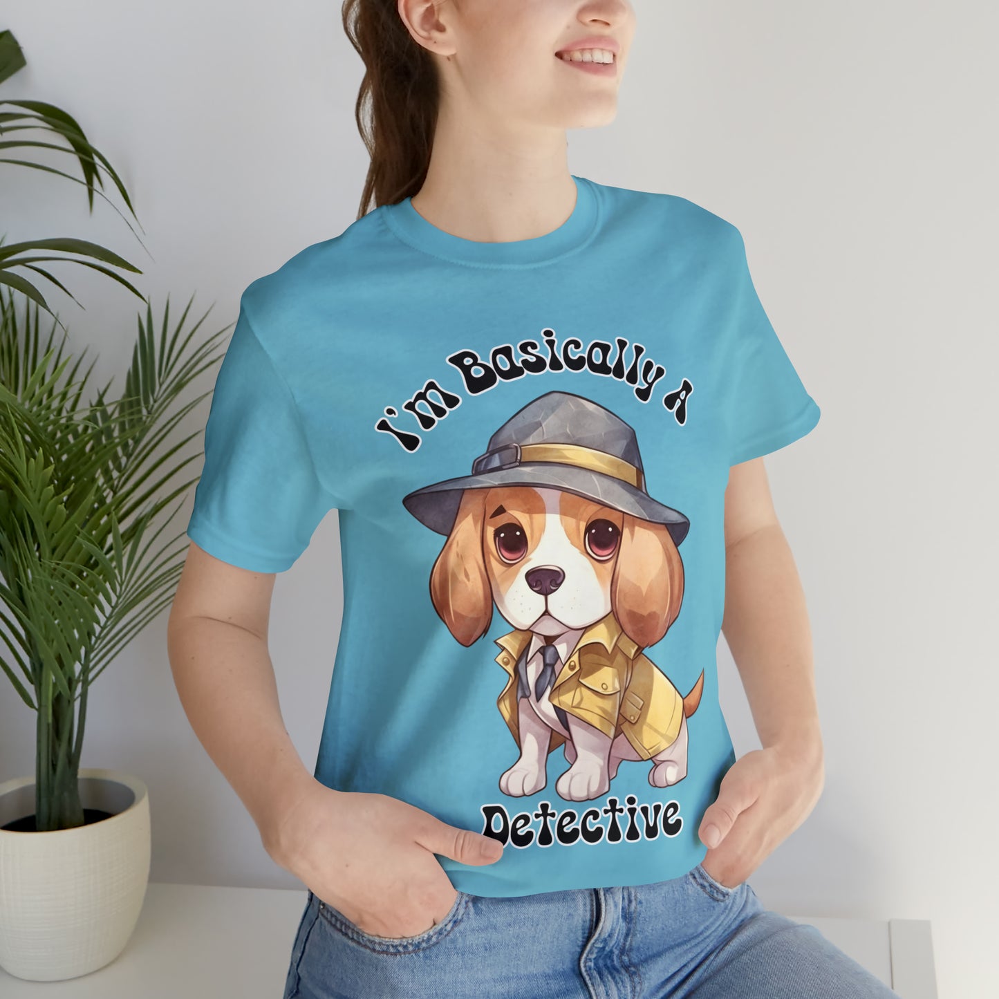 Detective Beagle Puppy True Crime I'm Basically a Detective Unisex Jersey Short Sleeve Tee Gift for Dog Lovers Gifts for him Gifts for her