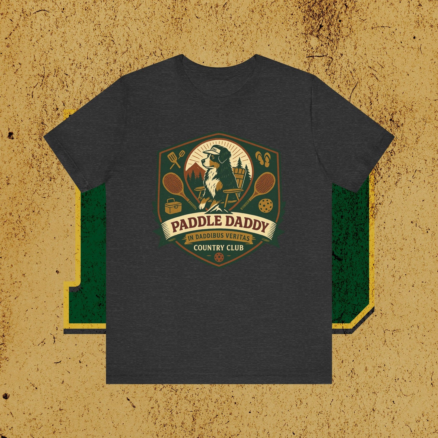 Paddle Daddy Country Club T-Shirt  Chloe Dog Graphic Tee, Funny Pickleball & Grill Shirt, In Daddibus Veritas Dadcore Apparel