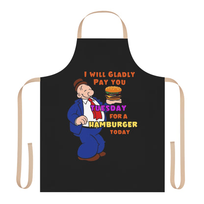 Popeye's Friend Wimpy All Over Print Apron - 'I'll Gladly Pay You Tuesday for a Hamburger Today' (AOP)
