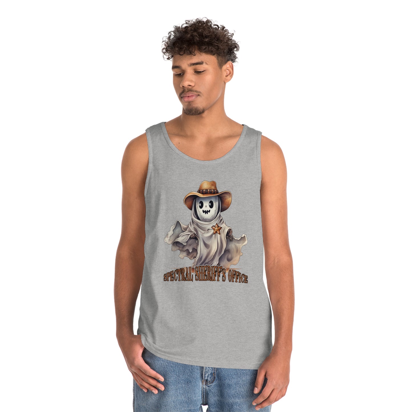 Spectral Sheriff's Office Western Halloween Unisex Heavy Cotton Tank Top Gifts for Him Gifts for Her