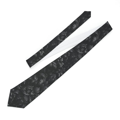 Dirky Threadz Necktie - Sleek Black & White Geometric Design for Timeless Style